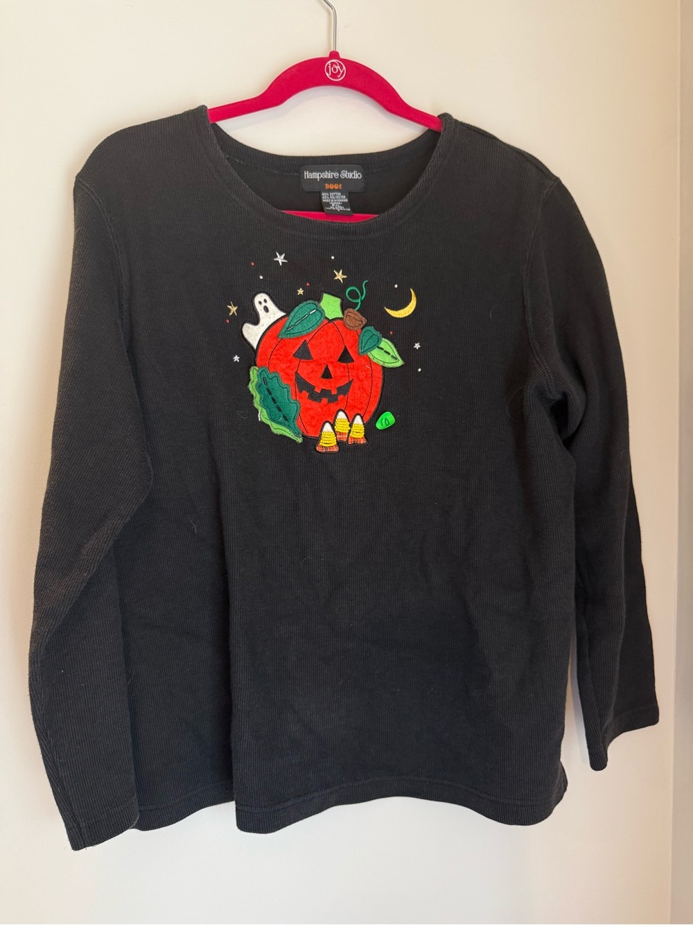 Vintage Hampshire Studio Embellished Pumpkin Ghost Shirt